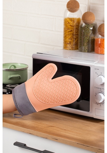 Porsima 3137-1 Silikon Yanmaz Yapışmaz Fırın Eldiveni Pudra Pudra