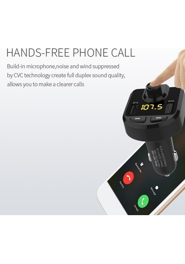 Sones Bluetooth Fm Verici Kablosuz Araç İçi Radyo Adaptörü Müzik Çalar Eller Serbest Arama A Çift Usb Şarj FM Transmitter 53047273