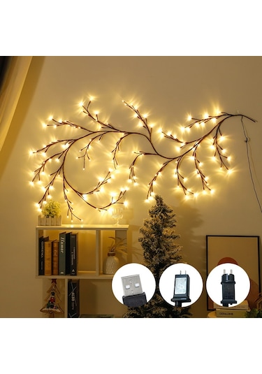 Cbtx Usb Powered Söğüt Asma Led Işık Dıy Oda Dekor Yapay Bitkiler Ağaç Dalları Lamba