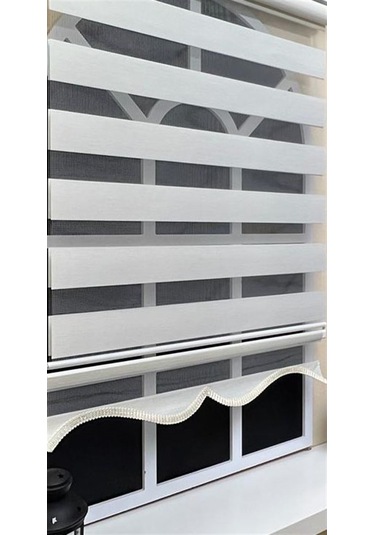 Storburada Zebra Stor Perde Ekru Etek Dilimli Stb-400-v02 Ekru