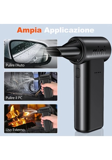 Fochsia Black- Turbo Jet Elektrikli Üfleyici 150.000 Rpm Yüksek Hız Usb Şarjlı 4000mah Pilli 3 Hız Ayarı Abs Gövde Ev Araç Temizliği İçin