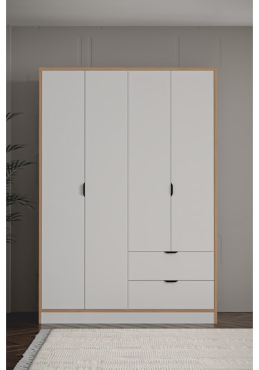 Arden 4 Kapaklı 2 Çekmeceli Dolap Genişlik : 128 Cm
