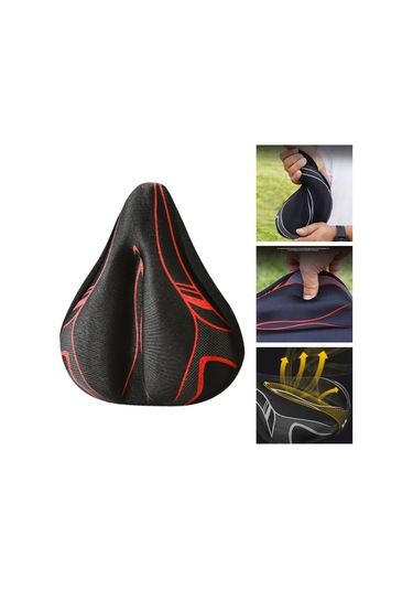 Suntek Bisiklet Sele Minderi Yumuşak Geniş Yol Bisikletleri Siyah Kırmızı