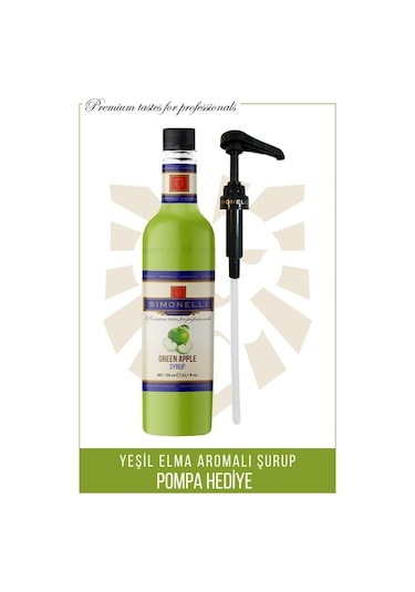Simoenlli Kahve Şurubu Yeşil Elma 700 ML + Pompa Simonelli