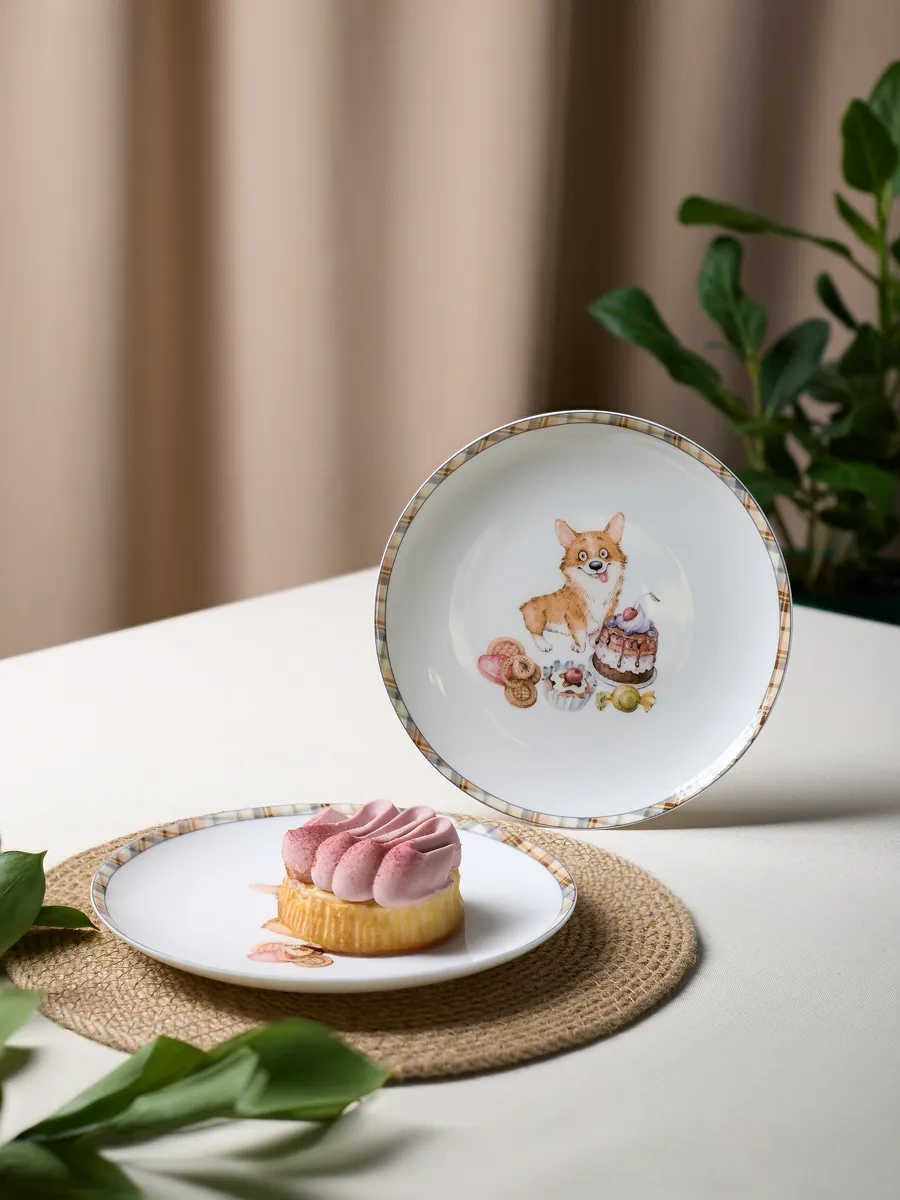 Lefard 2 Adet 20,5 Cm Porselen Tabak Takımı "en İyi Dostlar" 349381999 Beyaz