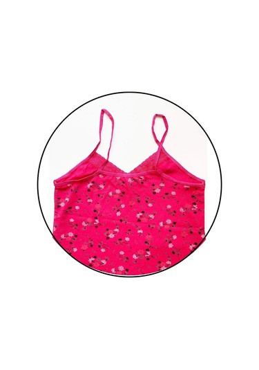 2 Adet Kadın Askılı Desenli Atlet Dantelli Empirme Pamuklu Penye D9-10 Çok Renkli