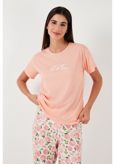 Lela Regular Fit Bisiklet Yaka Kısa Kollu Bayan Pijama Takımı 65770105 Somon Lela Regular Fit Bisiklet Yaka Kısa Kollu Bayan Pijama Takımı 65770105 Somon