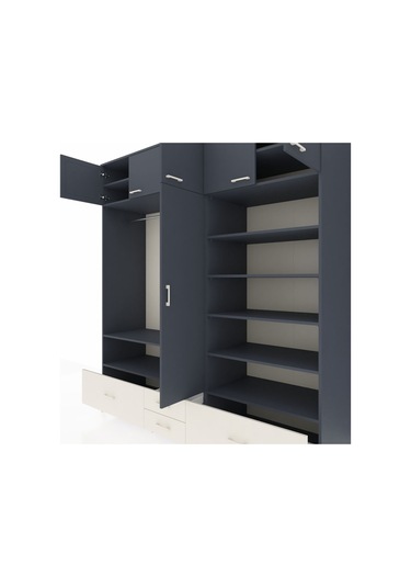 Kronos Dolap 18 Raflı 4 Çekmeceli Tek Askılı 220x59x243 Antrasit-antrasit/aytaşı Antrasıt/aytası Kronos Dolap 18 Raflı 4 Çekmeceli Tek Askılı 220x59x243 Antrasit-antrasit/aytaşı Antrasıt/aytası