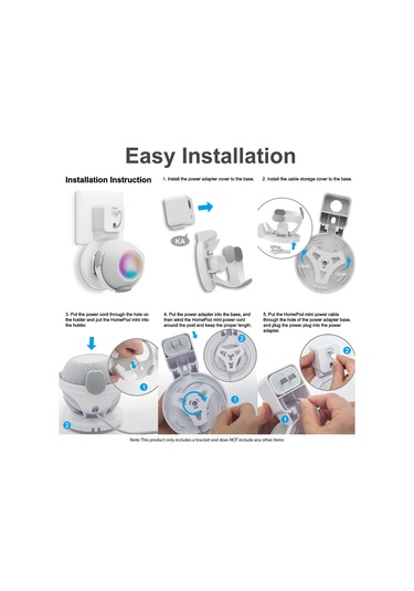 Youmex Homepod Mini Duvar Tutucu, Akıllı Ev Hoparlör Aksesuarı, Elektrik Kablosu Yönetimi, Boşluk Tasarrufu, Abs Malzeme, Beyaz Renk