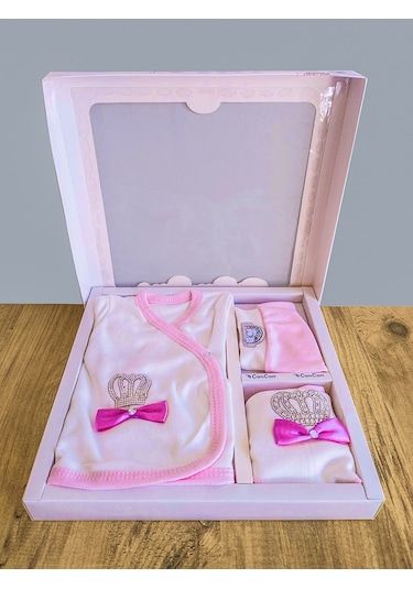 Bebek Bakım Çantası Ve 5 Parça Taşlı Hastane Çıkışı İkili Set Pembe