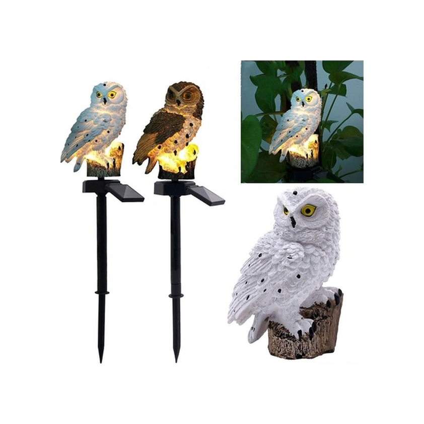 Tongxida Kahverengi Resin Solar猫头鹰 Bahçe Işığı, Otomatik Açık-kapalı, 8-10 Saat Süre, Su Geçirmez, 50000 Saat Ömür, Yeşil Işık