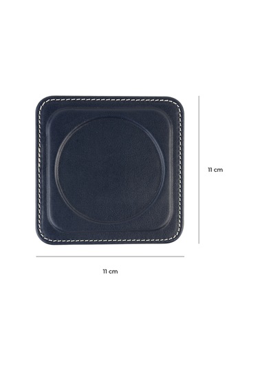 Bardak Altlığı,6 Lı Set,masaüstü Yuvarlak Cup Coaster,vegan Suni Deri,11x11 Cm.,lacivert Lacivert