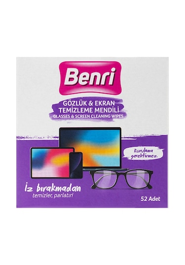 Benri Gözlük & Ekran Temizleme Mendili 52'li