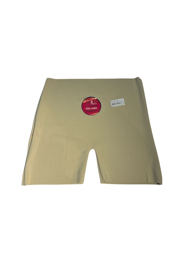 Qulat Lazer Kesim Yüksek Bel Tekli Şort Boxer Ten
