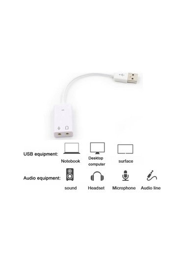 Usb Kablolu Ses Kartı 7.1 Sound Çevirici Dönüştürücü, 3.5mm Jak Girişli,