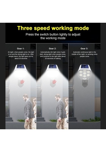 Moly 77led Güneş Enerjili Hareket Algılayıcı Kamera Lambası, Ip65 Su Geçirmez, 3 Çalışma Modu, 2400mah Pil, Kumanda, Beyaz, Dış Mekan İçin Beyaz