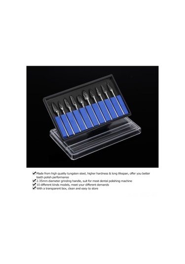 Samdoo Diş Taşlama Ve Parlatma İçin 10'lu Tungsten Çelik Uç Takımı - 2.35mm Uç Çapı, Profesyonel Diş Makinaları İçin