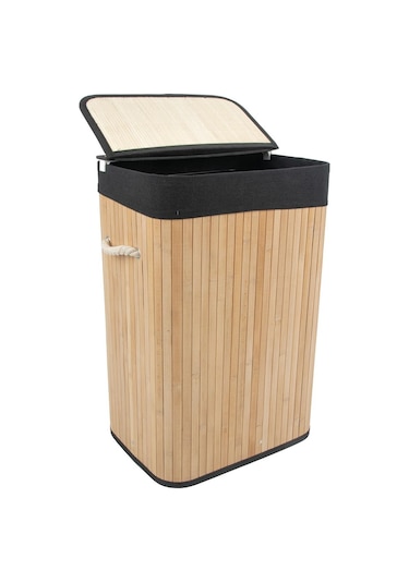 Soley Foldi Bamboo Örme Çamaşır Sepeti Siyah