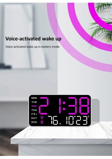 Ganzhoushop Zilinn Uzaktan Usb Tarih Siyah Sıcaklık Saatler Saati Saati Renki Powered Pembe Monte Masa Led Kumanda Kabuk Işık-31 Hafta Ekranı Duvara Duvar Dijital Çok Çift Büyük Alarmlı Zh Çok Renki