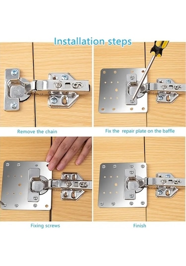 Paslanmaz Çelik Menteşe Onarım Plakası-9084275627316ak