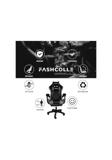 Fashcolle Dynamic Masajlı Gri-Siyah Oyuncu Koltuğu
