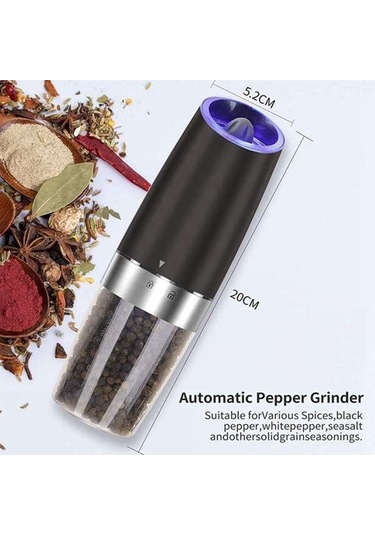 Danri Elektrikli Karabiber Değirmeni Seti, Otomatik Tuz Ve Karabiber Değirmeni, Akülü, Tek Elle Çalıştırma