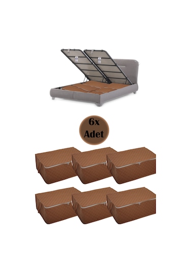 Adarya Home Çekyat Baza Tipi  Hurç Baza Alti-Kazak-Yastik-Pike Saklama Hurcu 6 Adet 22 x 40 x 60 Taba