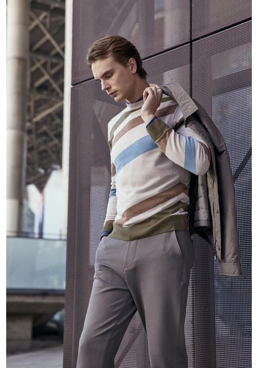 Erkek Bisiklet Yaka Triko Bej 3759 Bej