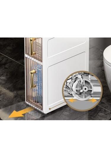 Banyo, Yatak Odası, Çamaşır Odası 3 Katlı Çekmeceli Dolap Beyaz - Gri