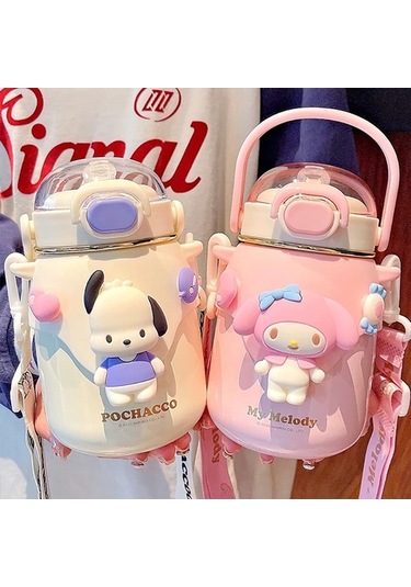 Elmpaly Sanrio Kuromi Termos Bardak 700ml, 316 Paslanmaz A5, Cinamoroll Design/ Çok Renkli