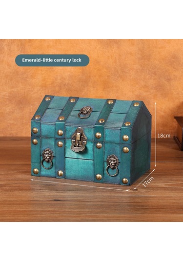 Zümrüt-küçük Yüzyıl Kilidi Kilit Kodlu Ev Şeklinde Ahşap Saklama Kutusu A