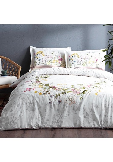 Özdilek Çift Kişilik Ranforce Nevresim Takımı Jardın De Flor Beyaz Çok Renkli