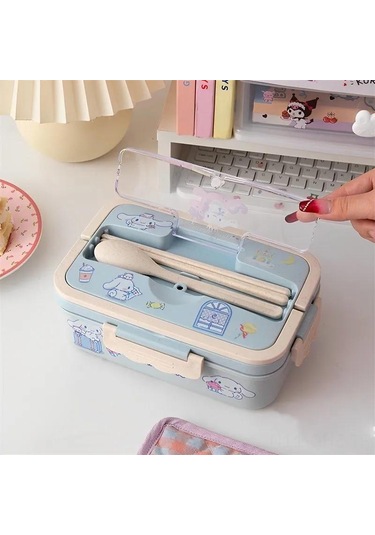 Aubyhe 800ml Buğday Saplı Bento Kutusu, Mikrodalga Uygun, Cep Telefonu Tutucu Kapağı, Çocuklar Ve Çalışanlar İçin, Çift Taraflı Çatal-bıçak, Yeşil Ve Pratik Bej