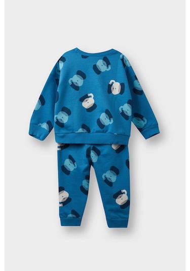 Defacto Erkek Bebek 2li Takım Desenli Sweatshirt Eşofman Altı F0214a525wnbe535 Mavi