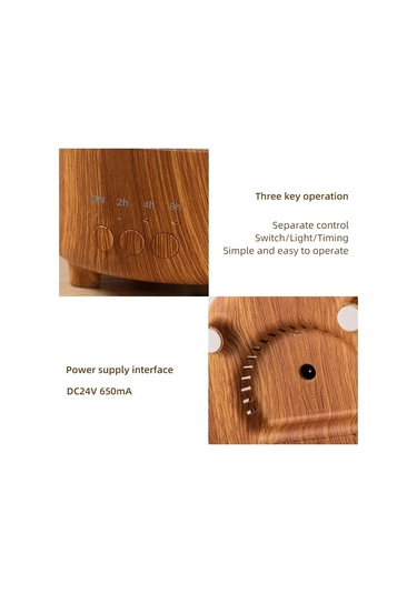 V50 Masaüstü Renkli Gece Lambası Nemlendirici Ahşap Tahıl Su Damlası Aroma Difüzörü, Özellik: Ab Tak Beyaz