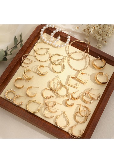 Skycity Şık Tasarım 9 Çift Küpe Seti - Alloy Malzeme, 3-18mm Çap, 10g Ağırlık Gold