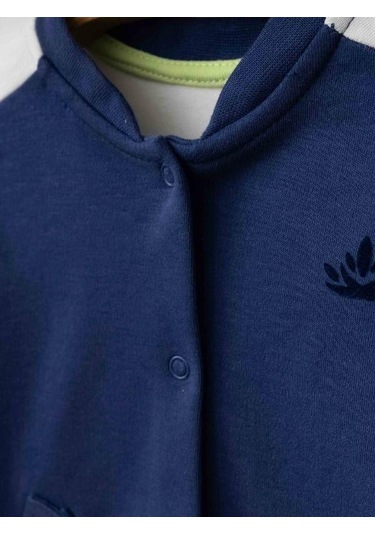 Erkek Bebek Organik Pamuklu İnce Mevsimlik Bomber Ceket-16172 Lacivert