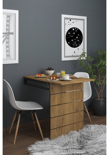 Fulya Duvara Monte Katlanabilir Pratik Yemek Masası Balkon Masa C