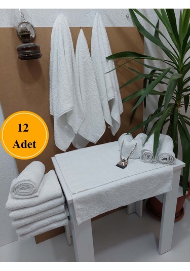 Beyaz Berber Havlusu Denizli 50x90 Cm 12'li