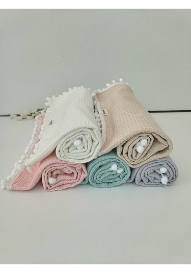 S.kahve Kız Erkek Bebek Battaniyesi Pike %100 Pamuklu Doğal Organik Uyku Çift Taraflı Örtü 86x86cm Btn10248 Sütlü Kahve