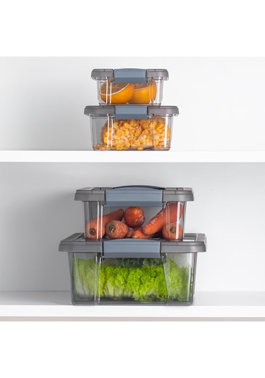 Porsima 466 4'lü Sızdırmaz Kapaklı Erzak Saklama Kabı Seti Gri