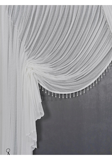 Kruvaze Tül Perde Incili Yıkama Torbası Mekanizma Hediyeli Tül