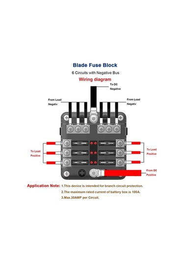 Novahub Siyah 1 Giriş 6 Çıkışlı Sigorta Kutusu - 32v Dc, 30a, Led Gösterge, Kablo Uygun 30