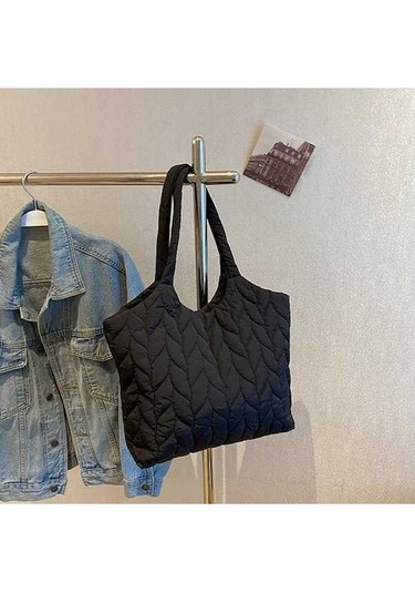 Ganzhoushop Yumuşak Trendi Tote Tasarım Seyahat Omuz Moda Kumaş Koltuk Kapasiteli Kadınlar Kadın İçin Çantası Çantaları Çantalar Büyük Black Bahar Altı Alışveriş Ut Siyah