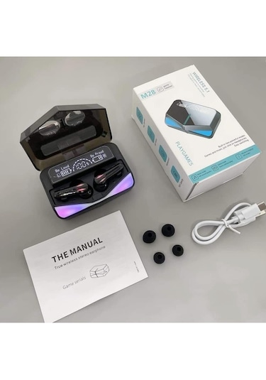 Bukrem Store BUK-M28 Bluetooth 5. 1 Led Görselli Kulak İçi Kulaklık