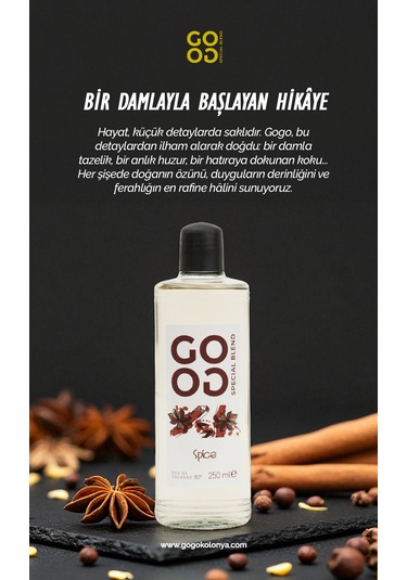 Gogo Spice Kolonya 250ml Cam Şişe