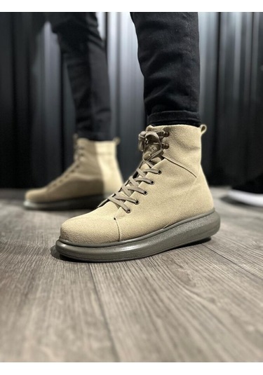 Pabucmarketi Yüksek Taban Erkek Bot Vizon Süet Vizon