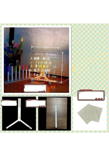 Tcherchi Şeffaf Masaüstü Silinebilir Aydınlık Akrilik Boyama Yazı Tahtası, Not Panosu 15 15cm Diğer