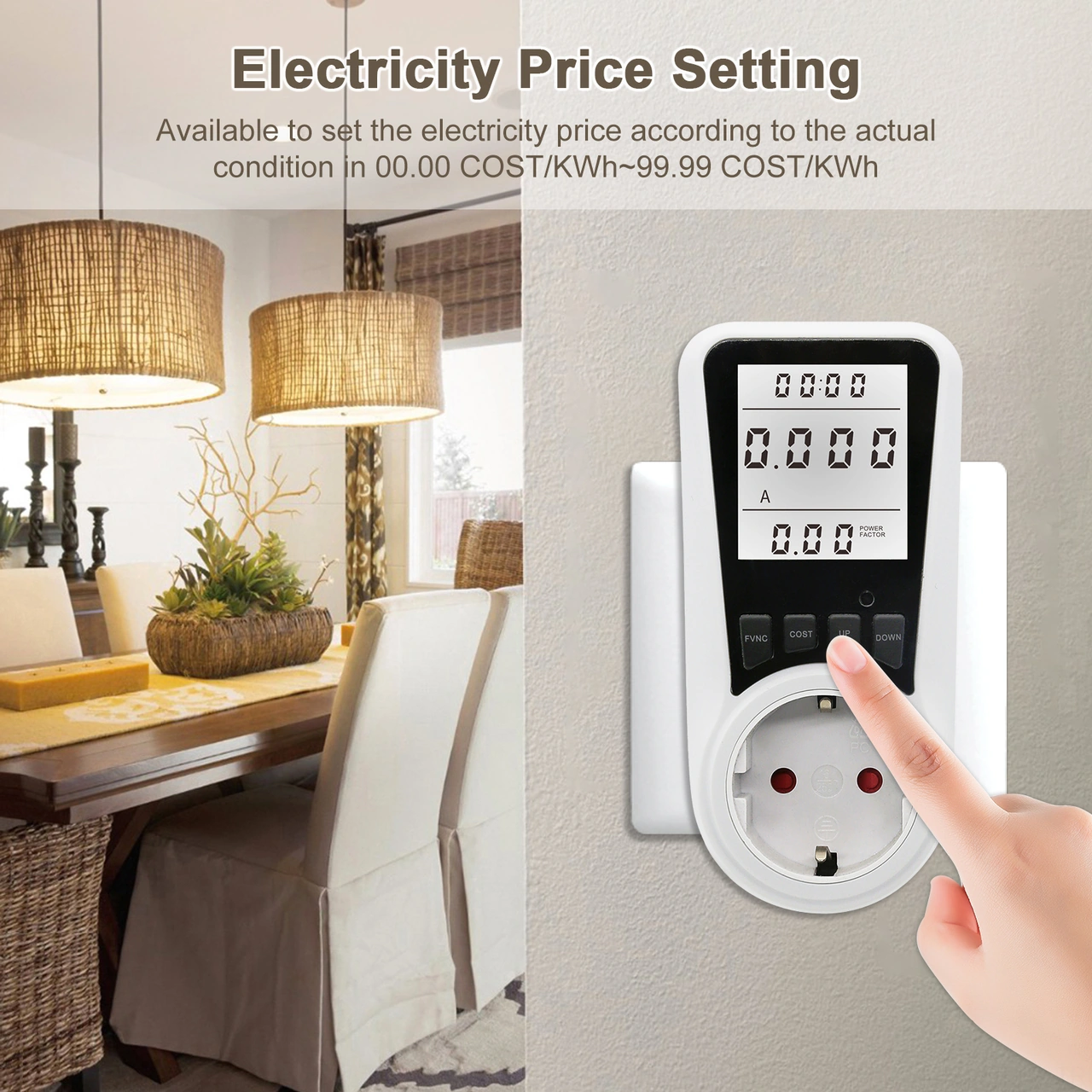 Xindoker Beyaz Avrupa Standartlı Ac230v-250v Akıllı Prizi - Enerji Tüketimini, Maliyeti Ve Güçü Takip Eden Elektrik Ölçüm Cihazı 250V 16A