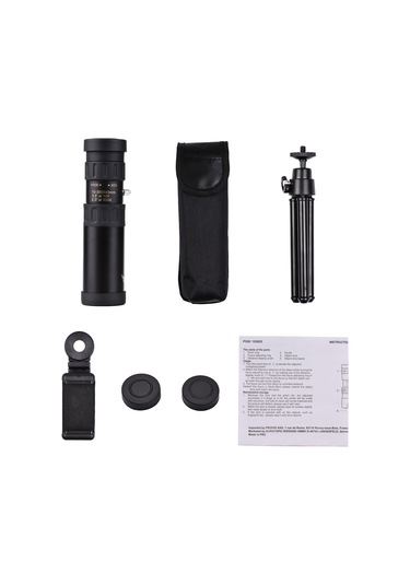 Suofeng 10-300x40mm Bak4 Prisma Manuel Odakli Monoküler Teleskop - Telefon Tutucu, Mini Tripod Ve Çanta İçerir